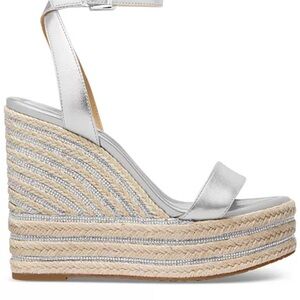 NEW! Michael Kors silver rhinestone sparkle and espadrille texture. Size 8.5